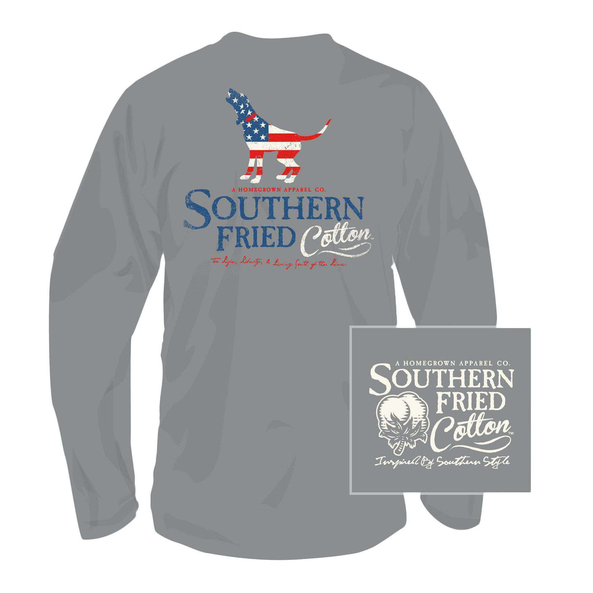 American Hound Long Sleeve Pocket Tee in Grey by Southern Fried Cotton - Country Club Prep