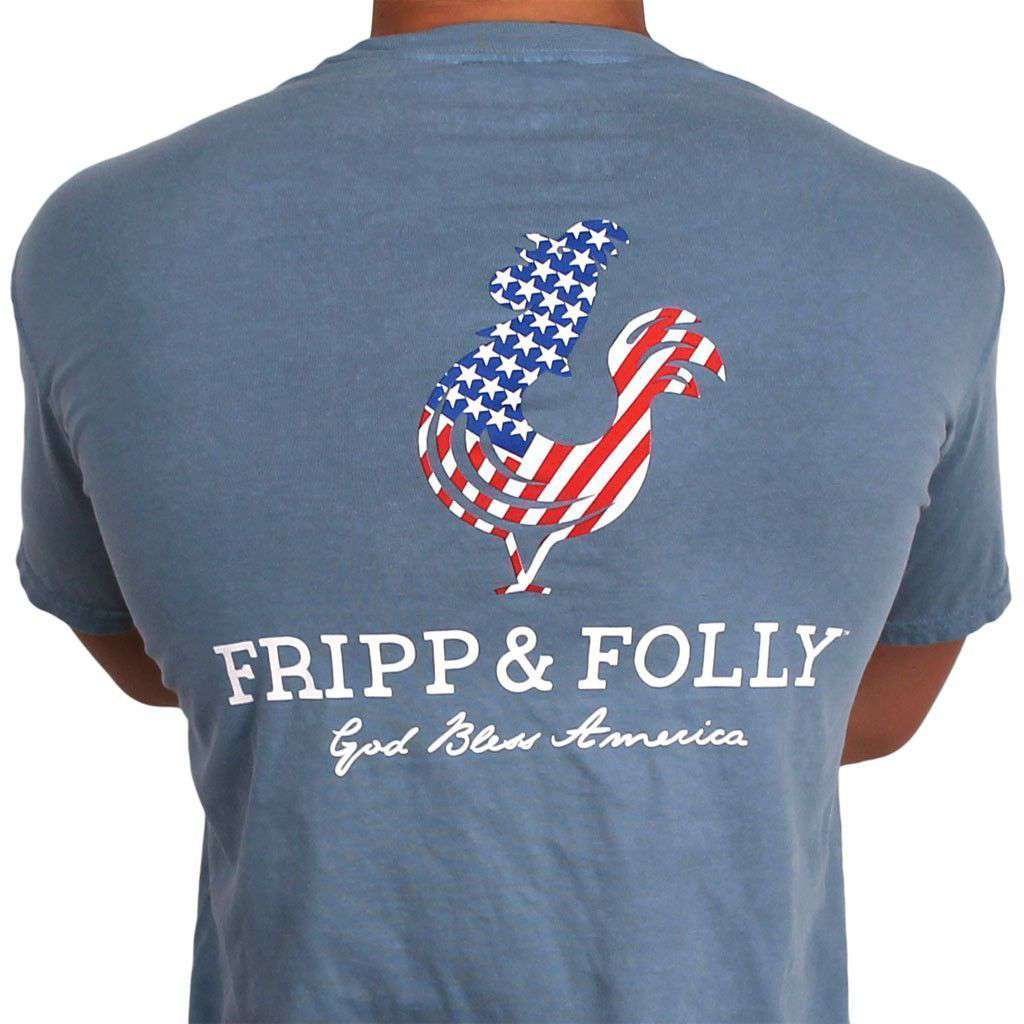 American Logo Tee in Ice Blue Jean by Fripp & Folly - Country Club Prep