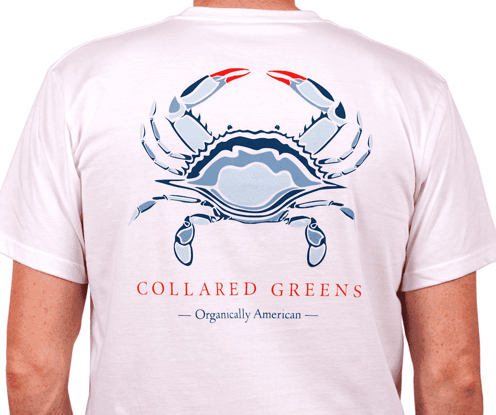 American Made Blue Crab Tee in White by Collared Greens - Country Club Prep
