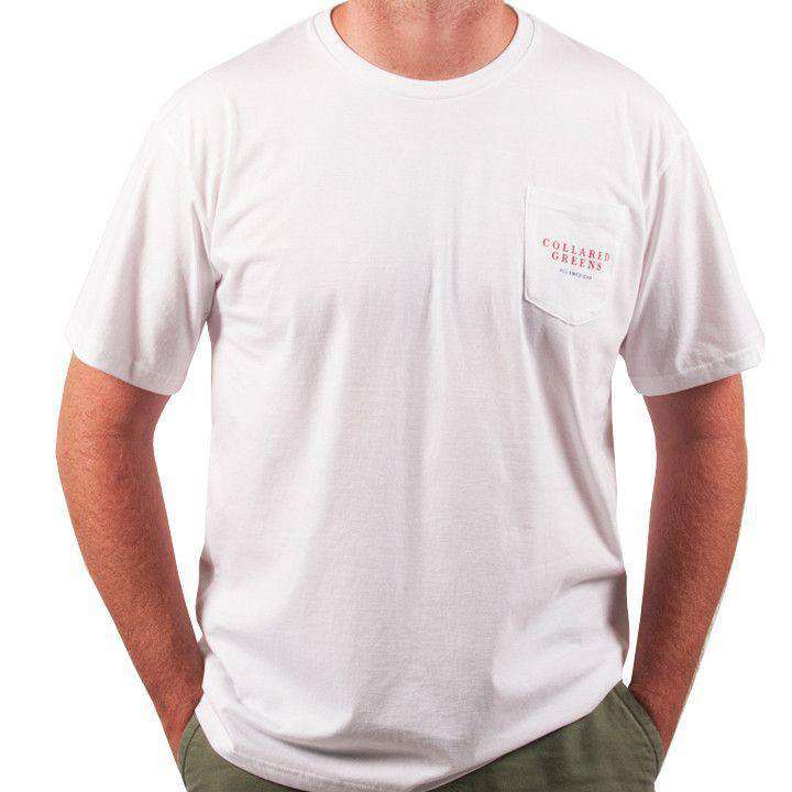 American Made Football Tee in White by Collared Greens - Country Club Prep