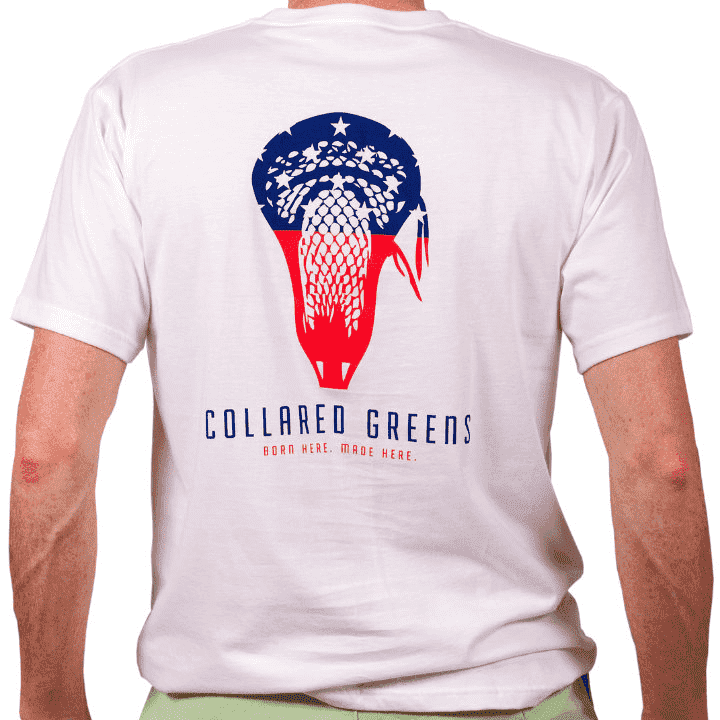 American Made Lax Tee in White by Collared Greens - Country Club Prep