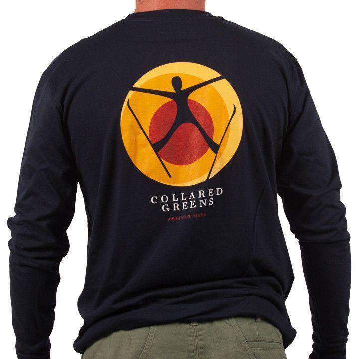 American Made Long Sleeve Spread Eagle Ski Tee in Navy by Collared Greens - Country Club Prep