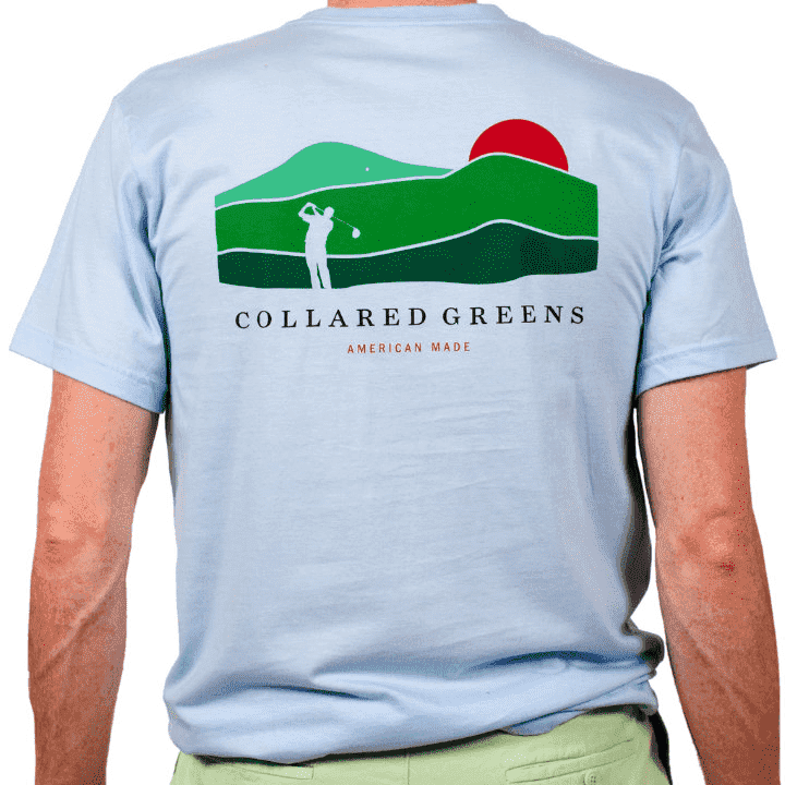 American Made Mountain Golf Tee in Carolina Blue by Collared Greens - Country Club Prep