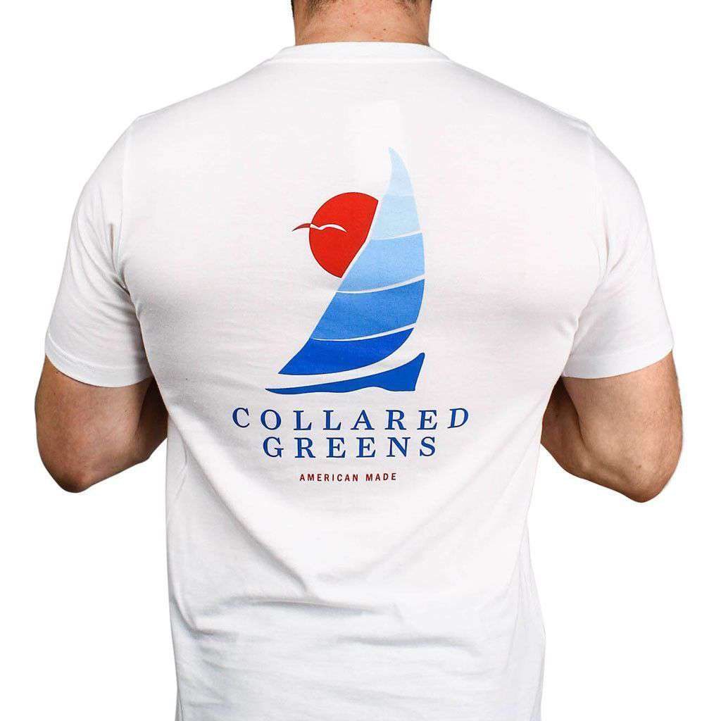 American Made Sailboat Tee in White by Collared Greens - Country Club Prep