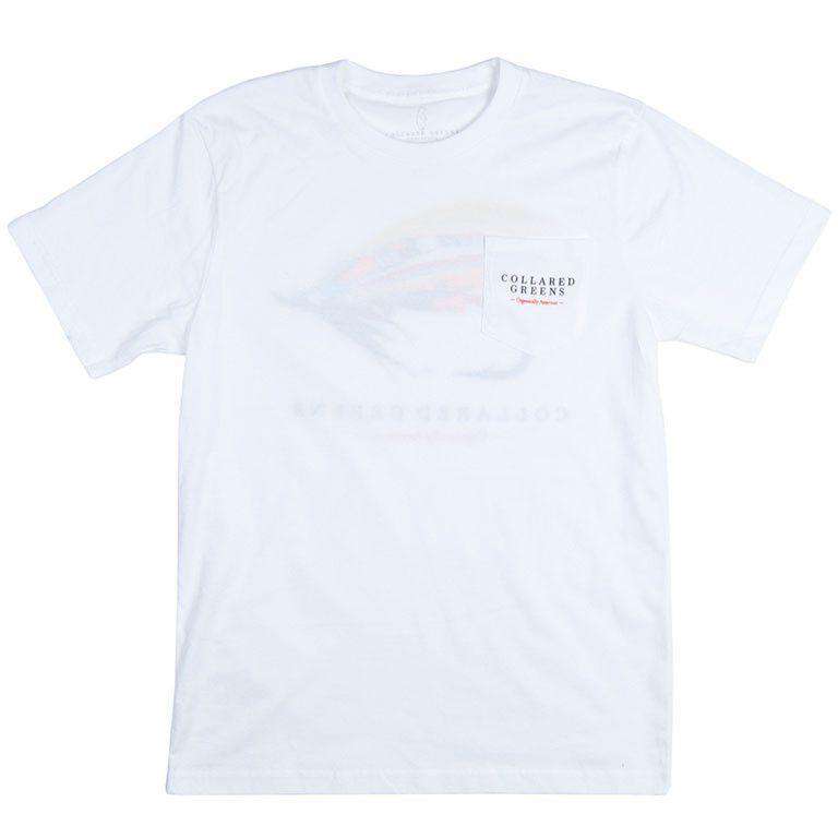 American Made Salmon Fly T-Shirt in White by Collared Greens - Country Club Prep