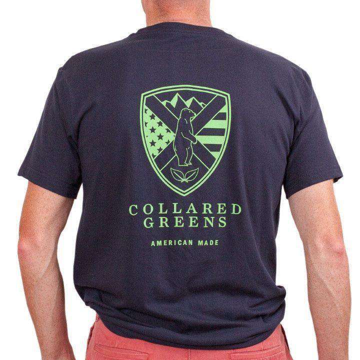 American Made Shield Tee in Navy by Collared Greens - Country Club Prep