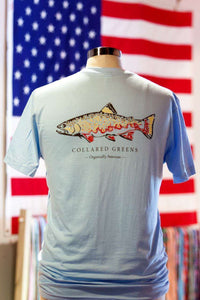 American Made Trout Tee in Carolina Blue by Collared Greens - Country Club Prep