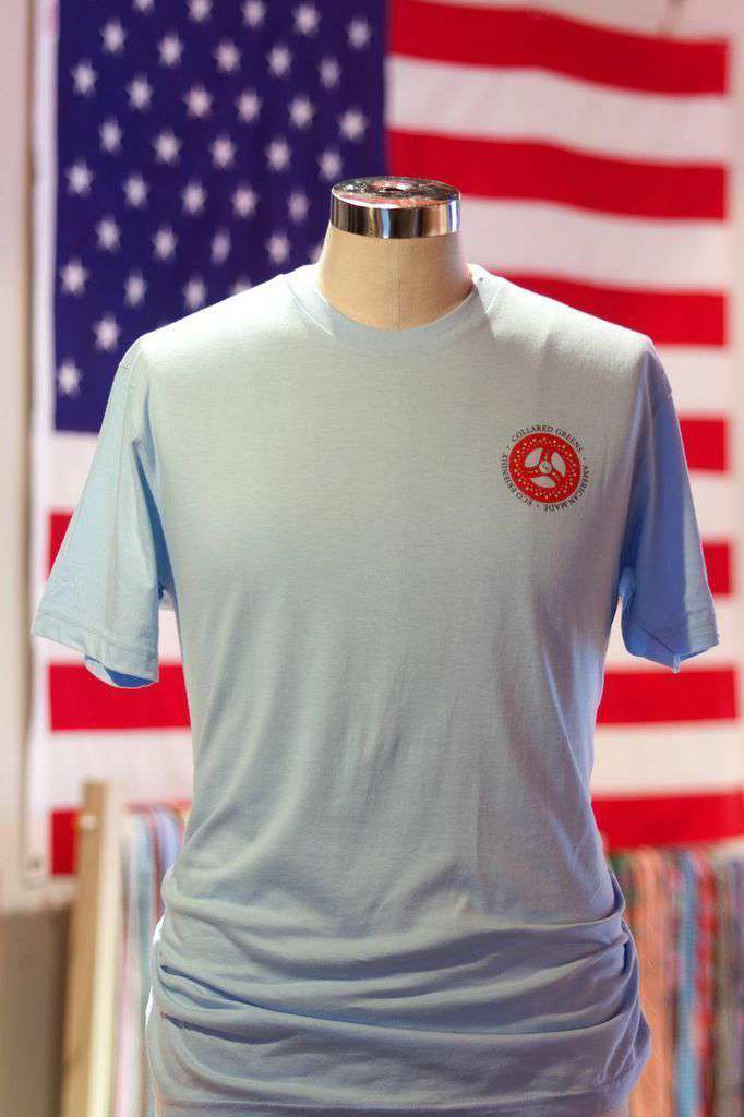 American Made Trout Tee in Carolina Blue by Collared Greens - Country Club Prep