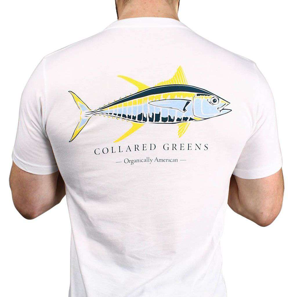 American Made Yellow Fin Tee in White by Collared Greens - Country Club Prep