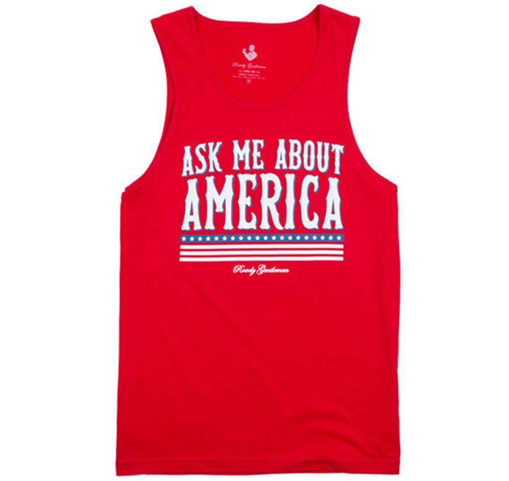 Ask Me About America Tank Top in Red by Rowdy Gentleman - Country Club Prep