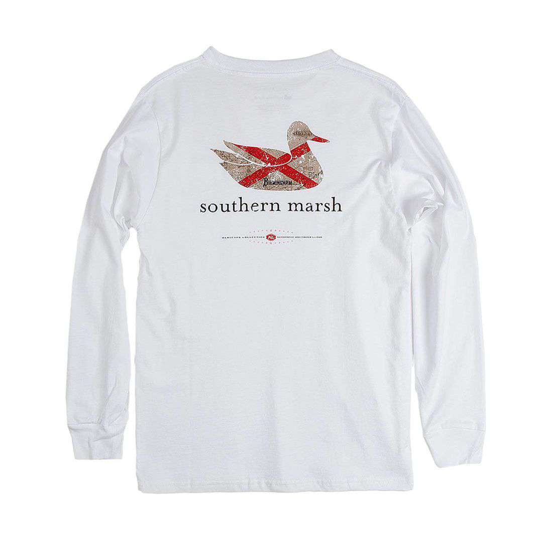 Authentic Alabama Heritage Long Sleeve Tee in White by Southern Marsh - Country Club Prep