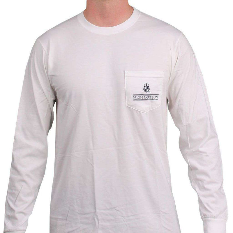 Authentic Letterpress LONG SLEEVE Pocket Tee in White by High Cotton - Country Club Prep