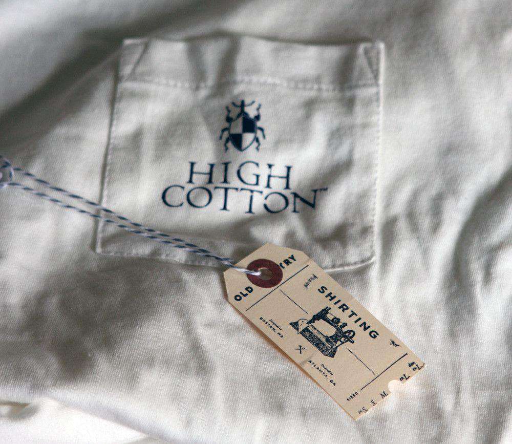 Authentic Letterpress LONG SLEEVE Pocket Tee in White by High Cotton - Country Club Prep