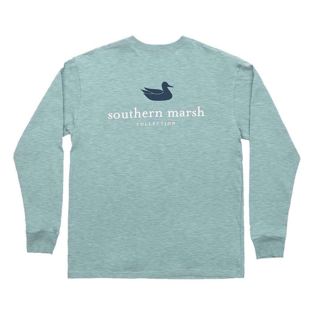 Authentic Long Sleeve Tee in Washed Moss Blue by Southern Marsh - Country Club Prep