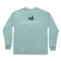 Authentic Long Sleeve Tee in Washed Moss Blue by Southern Marsh - Country Club Prep