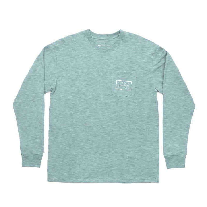Authentic Long Sleeve Tee in Washed Moss Blue by Southern Marsh - Country Club Prep