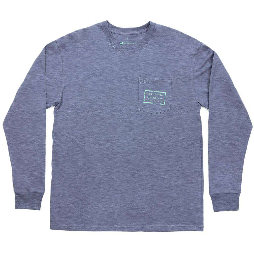 Authentic Long Sleeve Tee in Washed Slate by Southern Marsh - Country Club Prep