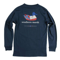 Authentic Mississippi Heritage Long Sleeve Tee in Navy by Southern Marsh - Country Club Prep