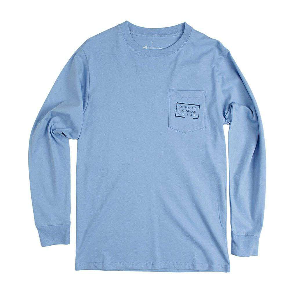 Authentic North Carolina Heritage Long Sleeve Tee in Breaker Blue by Southern Marsh - Country Club Prep