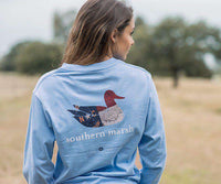 Authentic North Carolina Heritage Long Sleeve Tee in Breaker Blue by Southern Marsh - Country Club Prep