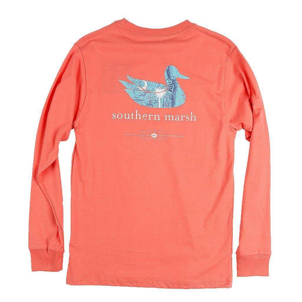 Authentic South Carolina Heritage Long Sleeve Tee in Coral by Southern Marsh - Country Club Prep