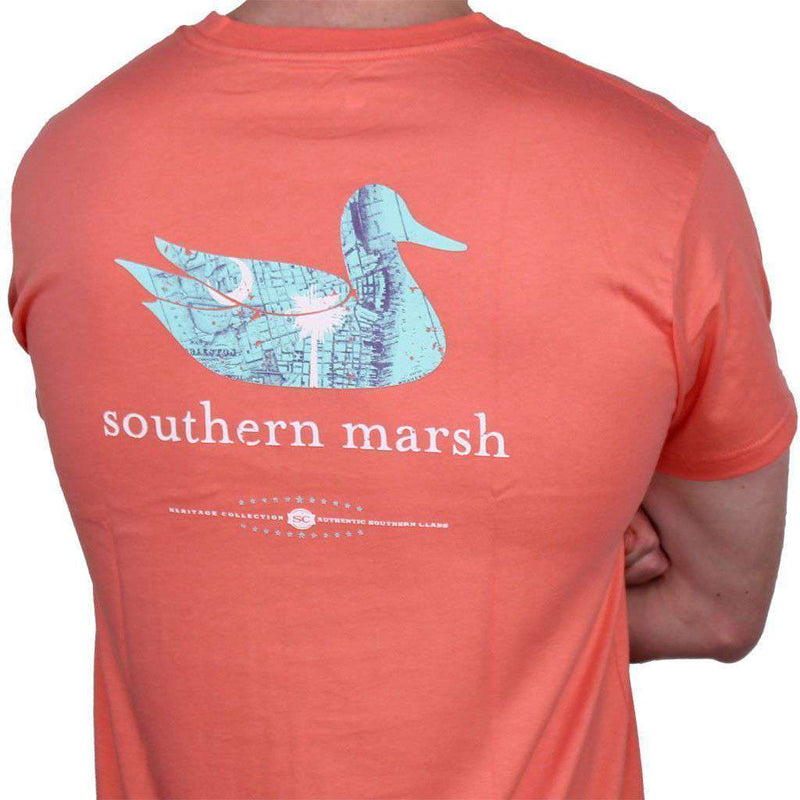Authentic South Carolina Heritage Tee in Coral by Southern Marsh - Country Club Prep