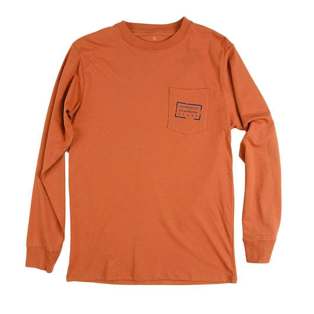 Authentic Texas Heritage Long Sleeve Tee in Burnt Orange by Southern Marsh - Country Club Prep