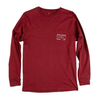Authentic Texas Heritage Long Sleeve Tee in Maroon by Southern Marsh - Country Club Prep