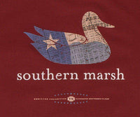 Authentic Texas Heritage Long Sleeve Tee in Maroon by Southern Marsh - Country Club Prep