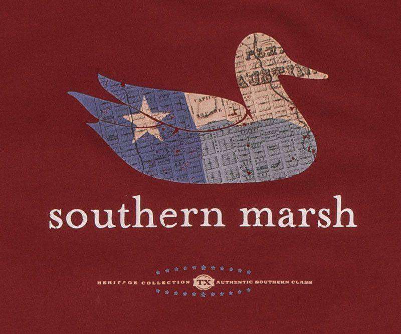 Authentic Texas Heritage Long Sleeve Tee in Maroon by Southern Marsh - Country Club Prep