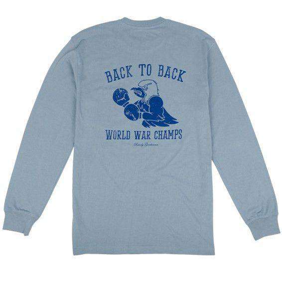 Back to Back World War Champs -Eagle Edition- Long Sleeve Pocket Tee in Citadel Blue by Rowdy Gentleman - Country Club Prep