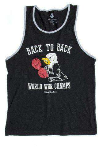 Back to Back World War Champs -Eagle Edition- Tank Top in Black by Rowdy Gentleman - Country Club Prep