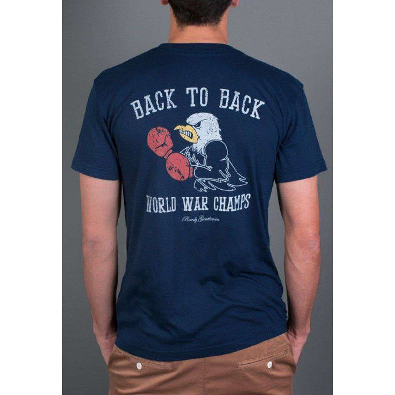 Back to Back World War Champs -Eagle Edition- Tee in Navy by Rowdy Gentleman - Country Club Prep