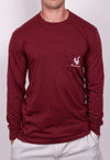 Back to Back World War Champs Long Sleeve Pocket Tee in Maroon by Rowdy Gentleman - Country Club Prep