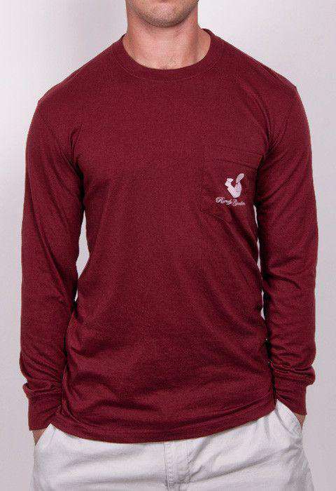 Back to Back World War Champs Long Sleeve Pocket Tee in Maroon by Rowdy Gentleman - Country Club Prep