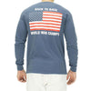 Back to Back World War Champs Long Sleeve Pocket Tee in Navy by Full Time American - Country Club Prep