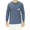 Back to Back World War Champs Long Sleeve Pocket Tee in Navy by Full Time American - Country Club Prep