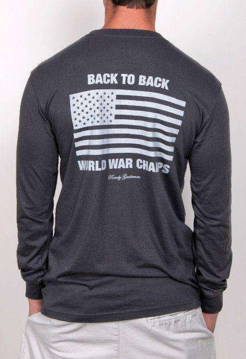 Back to Back World War Champs Long Sleeve Pocket Tee in Smoke by Rowdy Gentleman - Country Club Prep