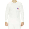 Back to Back World War Champs Long Sleeve Pocket Tee in White by Full Time American - Country Club Prep