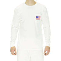 Back to Back World War Champs Long Sleeve Pocket Tee in White by Full Time American - Country Club Prep