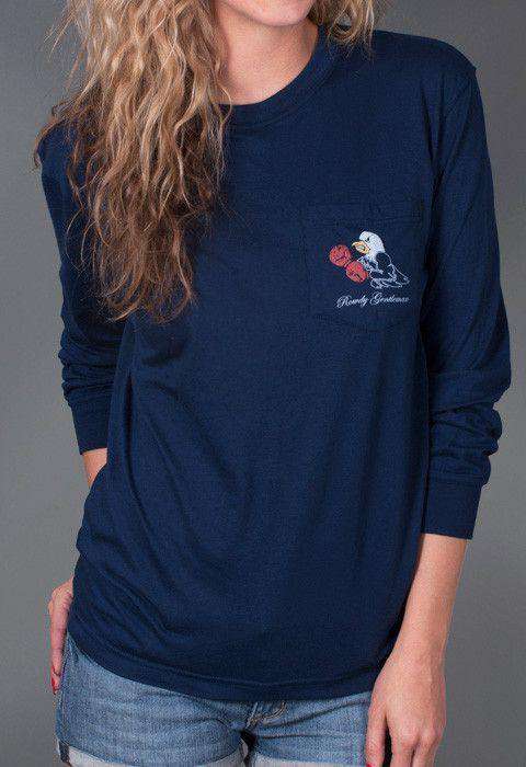 Back to Back World War Champs Long Sleeve Tee - Eagle Edition - in Navy by Rowdy Gentleman - Country Club Prep