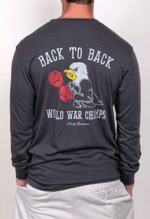 Back to Back World War Champs Long Sleeve Tee - Eagle Edition - in Smoke by Rowdy Gentleman - Country Club Prep