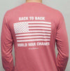 Back to Back World War Champs Long Sleeve Tee in Heathered Red by Rowdy Gentleman - Country Club Prep