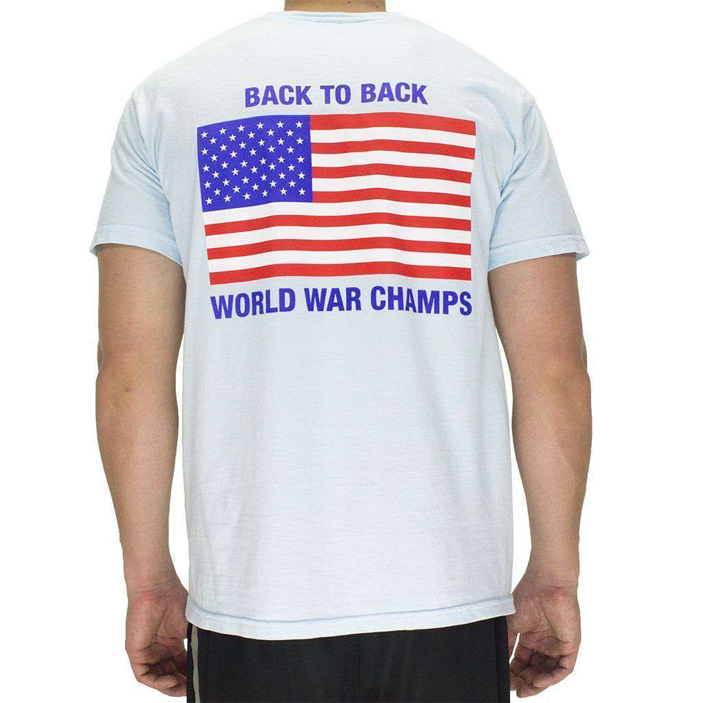 Back to Back World War Champs Pocket Tee in Chambray by Full Time American - Country Club Prep