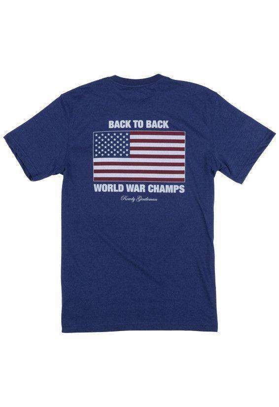 Back to Back World War Champs Pocket Tee in Navy by Rowdy Gentleman - Country Club Prep