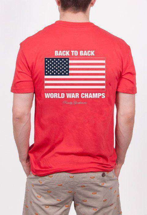 Back to Back World War Champs Pocket Tee in Red by Rowdy Gentleman - Country Club Prep