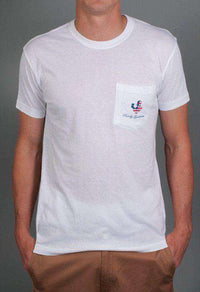 Back to Back World War Champs Pocket Tee in White by Rowdy Gentleman - Country Club Prep