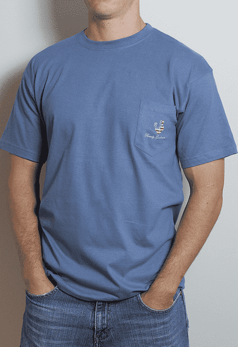 Back to Back World War Champs Pocket Tee with America Silhouette in Weathered Blue by Rowdy Gentleman - Country Club Prep