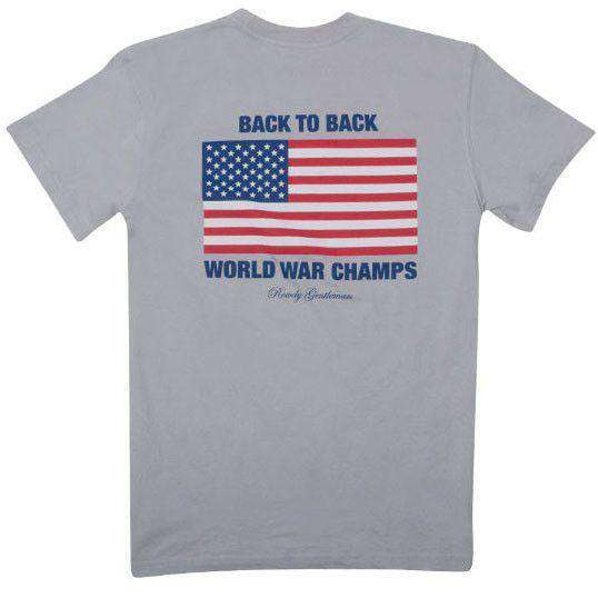 Back to Back World War Champs Short Sleeve Pocket Tee in Fog by Rowdy Gentleman - Country Club Prep