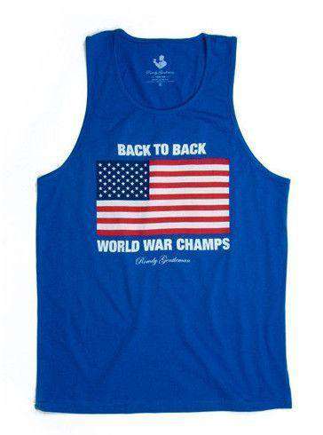 Back to Back World War Champs Tank Top in Royal by Rowdy Gentleman - Country Club Prep